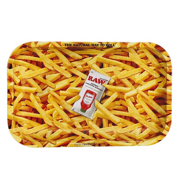 RAW Frites & Ketchup Design Metal Tray 27 x 18 cm Yellow