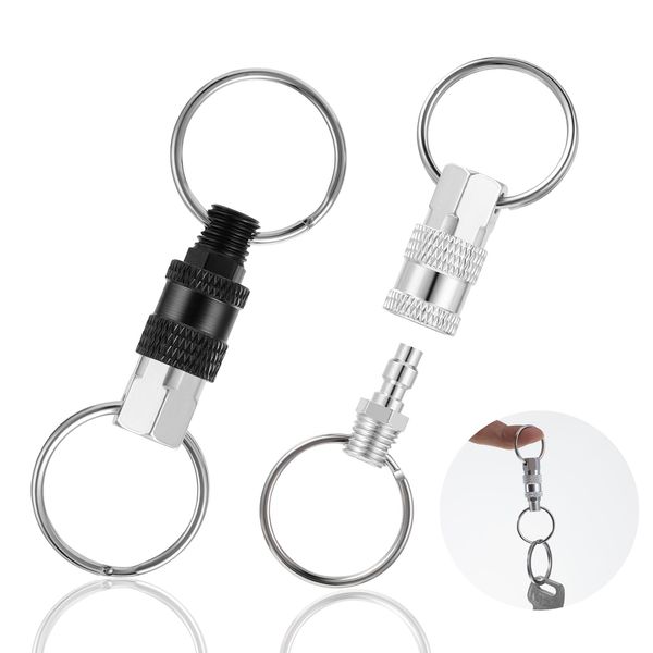 Thinp 2 Stück Abnehmbare Schlüsselanhänger,Schlüsselanhänger Schnellverschluss,Auseinander Schlüsselanhänger,Abnehmbare Schlüsselringe mit Doppel Schlüsselring,Metall Doppel Geteilt Schlüsselring