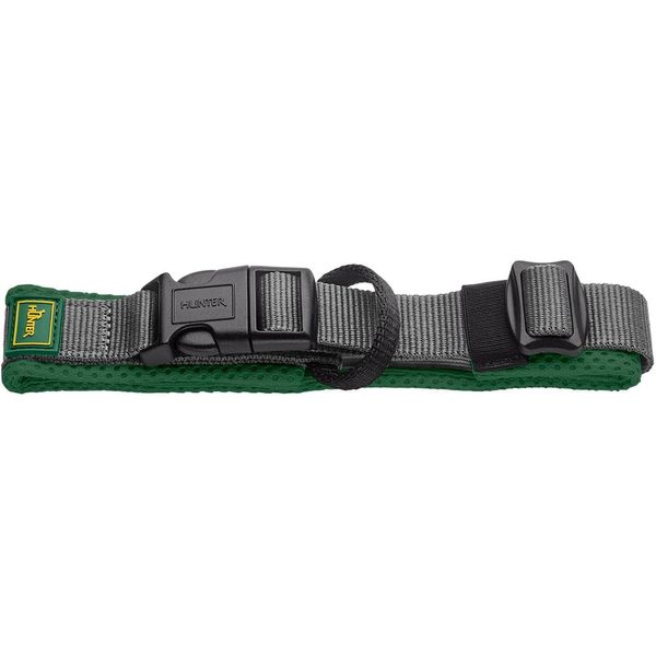 HUNTER Maldon Collar Colour: Green, Breathable Mesh, Robust Nylon, Silent and Allergy Friendly, Strain Relief, Integrated Address Label, Especially Light, Size: M