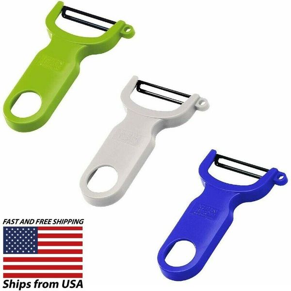 KUHN RIKON 4" Vegetable-Potato Peeler - Swiss Made -3 pack- Green - White - Blue