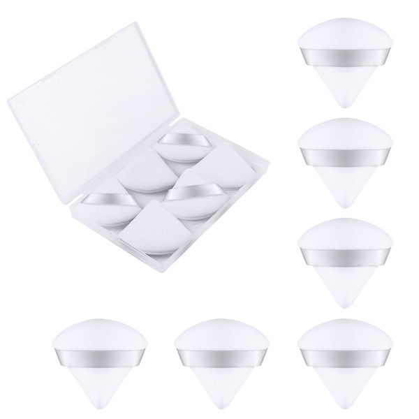 KINBOM 6pcs Powder Sponge, Powder Applicator Powder Sponge Applicator 7cm/2.76 Inch Makeup Powder Puffs Triangle Powder Puff Foundation Cosmetic Makeup Tools (White)