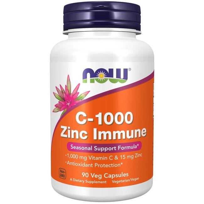 NOW Foods C-1000 Zinc Immune, 90 Veg Capsules