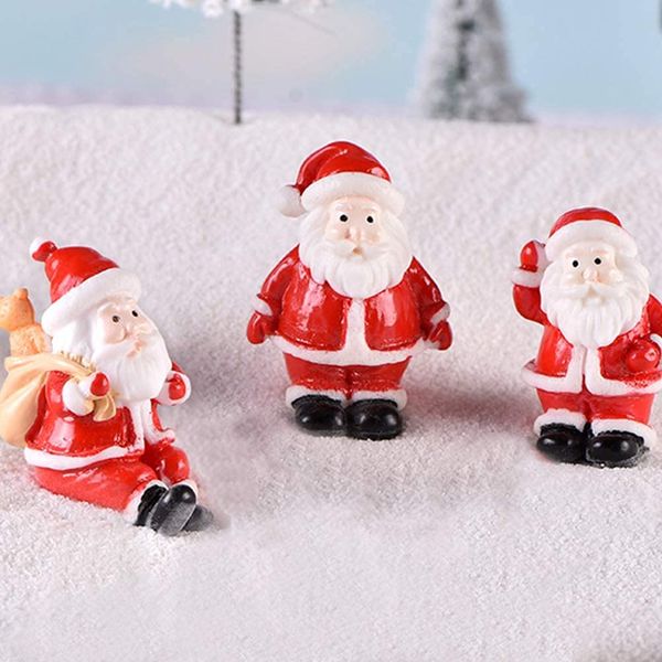 TAORAYO Christmas Miniature Figurine Mini Christmas Ornaments Handmade Accessories Resin Decoration Parts Craft Supplies Decoration Tabletop Bonsai Potted Plants Gardening Props Christmas Present