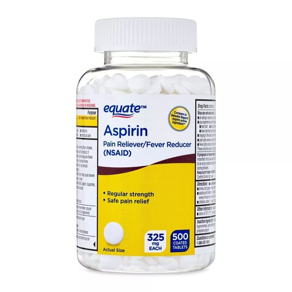 3 Pack Equate Aspirin Pain Reliever/Fever Reduce 325mg, 500 Count Each