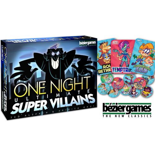 Bezier Games One Night Ultimate Super Villains, Family Friendly Party Game, Fun Game for Kids & Adults, Engaging Social Deduction, Fast-Paced Gameplay, Hidden Roles & Bluffing