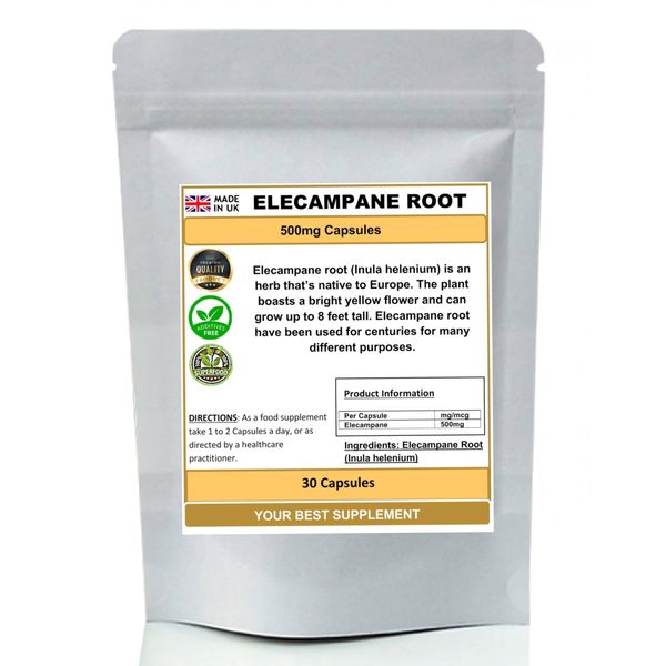 Elecampane Root Capsules 500mg 100% Natural (Inula helenium) High Strength (30)