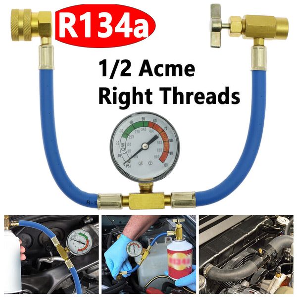 R134a Car AC A/C Refrigeration Air Conditioning Recharge Hose Pressure Gauge