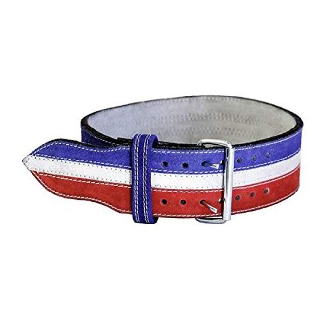 Ader Leather Power Weight Lifting Belt- 4" Red/White/Blue (X Large)