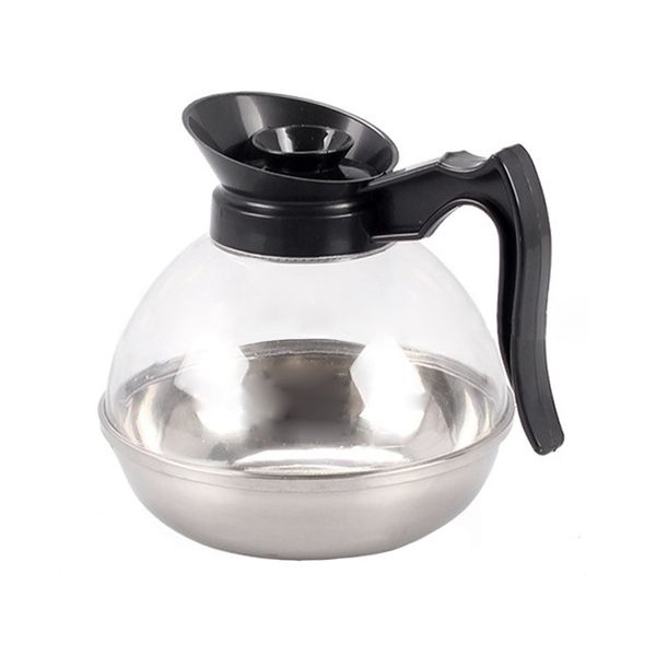 Coffee Jug,Stainless Steel Bottom Hot Plate Base Tea Pot Restaurant Glass Filter Coffee Heated Decanter