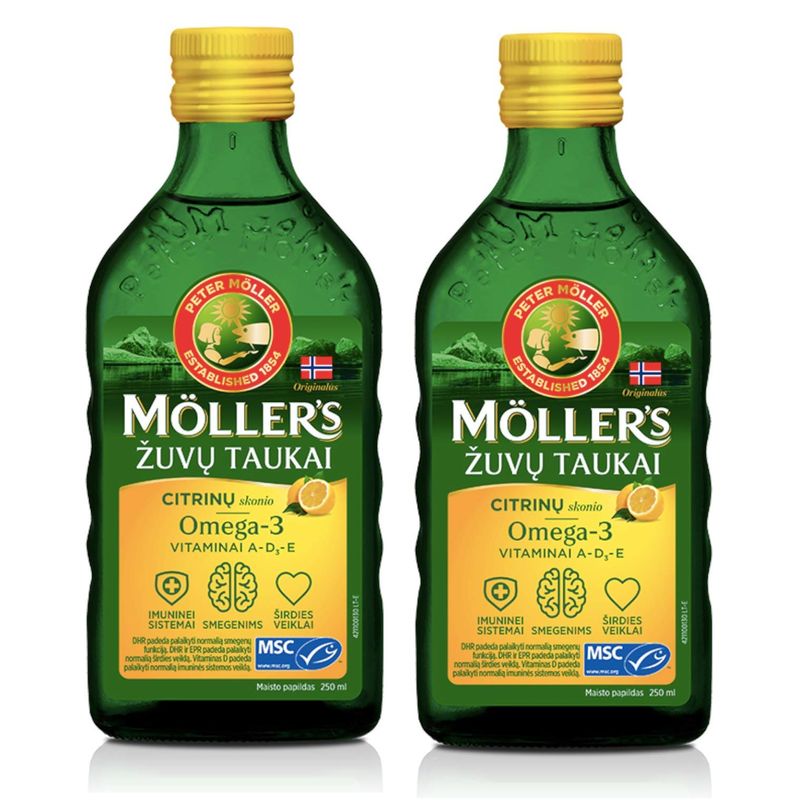 Moller's Fish Cod Liver Oil with Omega 3, Lemon Flavour 250 Ml Liquid ...