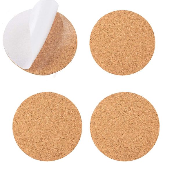 YYaaloa 24Pcs Self-Adhesive Mini Backing Cork Tiles Sheets Round 4" for DIY Coasters and DIY Crafts Cork Board, Cork Tiles, Cork Mat (Round 24pcs)