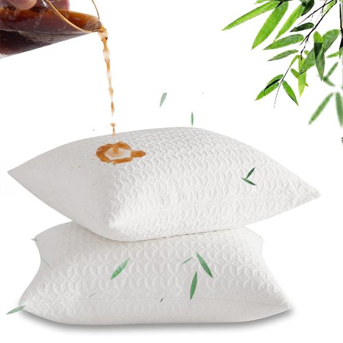 IMBLOO Waterproof Pillow Protector with Zipper, Rayon derived from Bamboo Pillow Covers, Standard Pillow Protector, Cooling Pillow Case Cover, Breathable, Soft and Washable, Set of 2