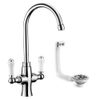 Traditional Kitchen Sink Tap incl Basket Strainer Waste & Overflow Chrome
