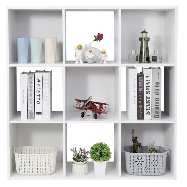 9 Cube Storage Organizer Wooden Bookcase Bookshelf W/Removable Back Panels White