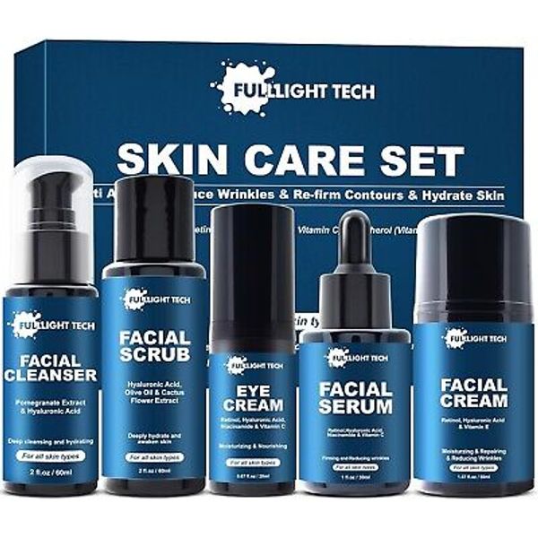 Gifts for Men,Mens Anti Aging Skin Care Kit,Reduce Wrinkles & Hydrate Skin w/Fac