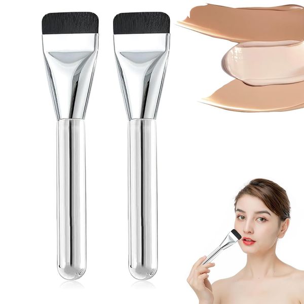 2 Stück Ultra Thin Foundation Brush, Flacher Foundation Makeup Concealer Pinsel,Pudrige oder Flüssige Foundation,Beauty Geschenke für Frauen Mädchen