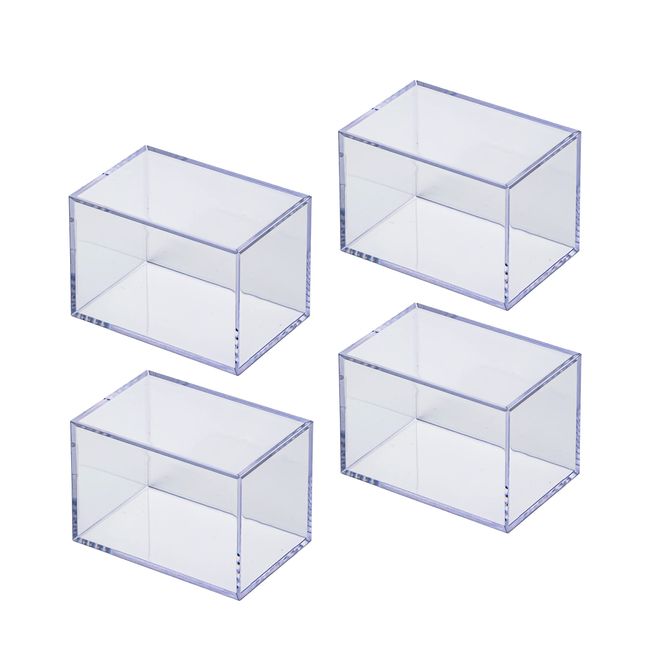 Minoru Cube Japanese Display Case, Collection Case, Figure Case, Display Case, Transparent Case (Long Size x 4, Clear)