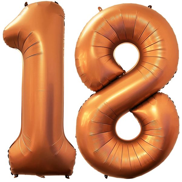 Number 18 Orange Balloons 40 Inch Giant Orange 18 Number Foil Helium Balloons for 18th Orange Birthday Party Supplies 18th Anniversary Events Decorations