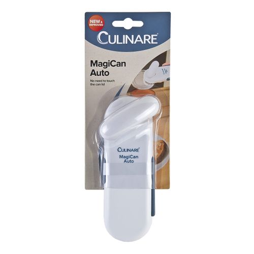 Culinare C10011 MagiCan Auto 2 Tin Opener, White, Plastic/Stainless Steel, Manual Can Opener, One Handed Operation/Single Button Lid Ejection