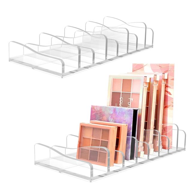 TANOSAN 2 Pack Makeup Pallet Organizer Eyeshadow Palette Organizers Acrylic 8-Cell Make up Palette Holder Cosmetic Storage for Contour Kit, Eye Shadow, Blush