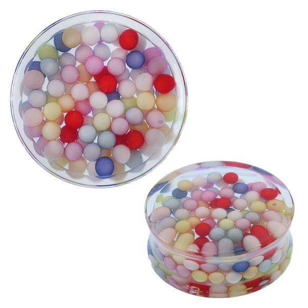 Chic-Net Plug bunt Kügelchen Acryl transparent Tunnel Expander Piercing Ohrschmuck 14 mm