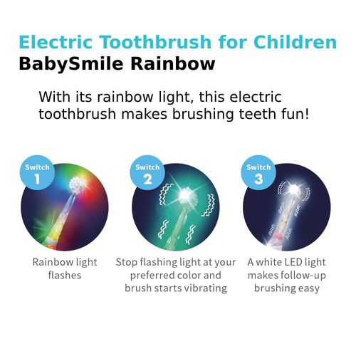 Baby Smile S-204 Electric Toothbrush for Children, Rainbow Electric Toothbrush, Children, Baby, Electric Toothbrush, Made in Japan (Blue)