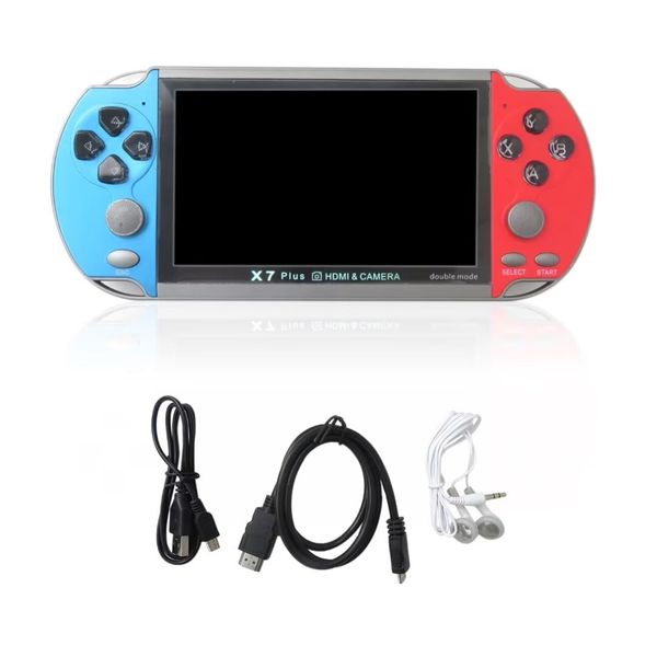 Upgraded Handheld Game Console, 5.1 inch Portable Video Game Built in 10000 Retro Games with 8GB Memory, Full Color high-Speed Crisp TFT Widescreen HD Video Player TV Output Good Gift(Blue&Red)