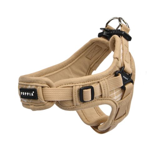 Puppia Corwin Dog Harness X Fashionable Checkered Pattern Spring Summer Harness for Small and Medium Dogs, Beige, Medium
