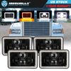 4PCS 4x6" Rectangular LED Headlight With Angel Eyes For Freightliner Fld 120 112