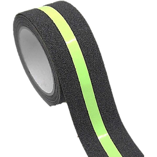 Gebildet Anti-Slip Non Skid Safety Tape, Luminous Green Glowing in The Dark Tape, High Traction Strong Grip Abrasive, Use Indoor (5CM x 5M, Black)