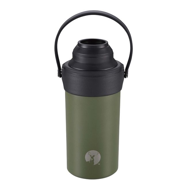 Captain Stag UE-3543 PET Bottle Cooler, HD Stainless Steel Plastic Bottle Holder, Vacuum Insulated, Hot and Cold Insulation, 16.9 fl oz (500 ml), 23.9 fl oz (600 ml), Handle Included, Olive Drab