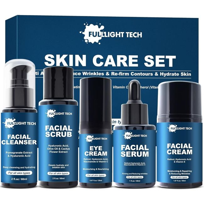 Men Anti Aging Skin Care Kit,Reduce Wrinkles & Hydrate Skin Facial Gifts for Men