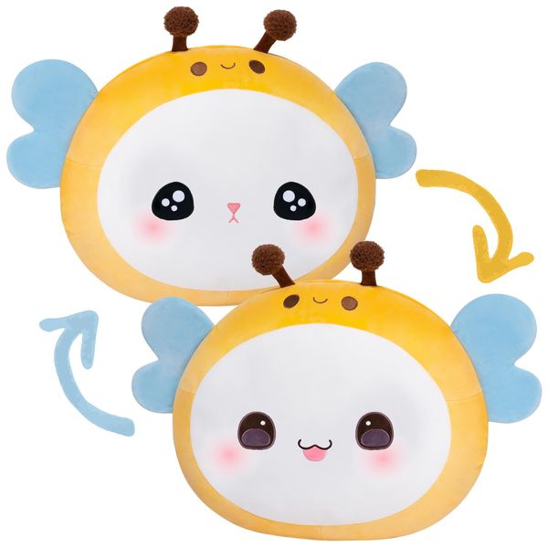 Mewaii 14" Kids Throw Pillow, Cute Bee Stuffed Animals Plush Pillow, Kawaii Bee Decor Pillows, Floor Seating Cushion, Cute Room Decor & Plush Pillow Decor for Bedroom Sofa Chair Aesthetic