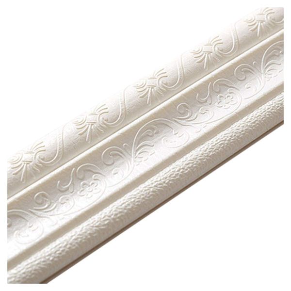 Cozylkx 90"x 3" Self Adhesive Flexible Foam Molding Trim, 3D Sticky Decorative Wall Lines Wallpaper Border for Home, Office, Hotel DIY Decoration, White