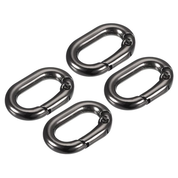 sourcing map Spring Oval Ring, 4Pcs 1.93 Inch Round Spring Snap Clip Trigger Spring Keyring Buckle for Bags Purses Keychain, Dark Grey