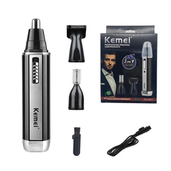 kemei rechargeable electric 4 in 1 hair trimmer for men nose trimmer beard trimmer nose and ear cleaner grooming set