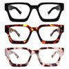 MMOWW 3 Pack Oversized Reading Glasses Square Frame for Women Men Blue Light Blocking Computer Readers Spring hinges +1.5