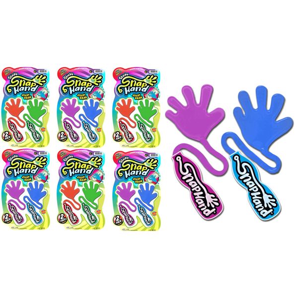 JA-RU Super Stretchy Sticky Hand Fidget Toy (6 Pack, 12 Sticky Hands) Sticky Slap Hand for Kids & Adults. Bulk Party Favors Goodie Bag Birthday Gifts Easter Basket Stuffers Classroom Prizes. 315-6p