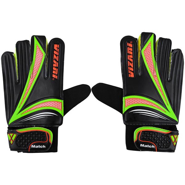 Vizari Junior Keeper Glove - Professional Soccer Goalkeeper Goalie Gloves for Kids and Adults - Superior Grip, Durable Design, Secure Fit|Black/Orange/Green 4