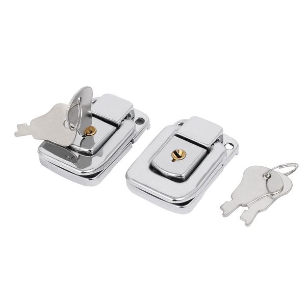 sourcingmap Toolbox Jewelry Box Toggle Latches Catch Hasp Lock Silver Tone 2pcs w Keys