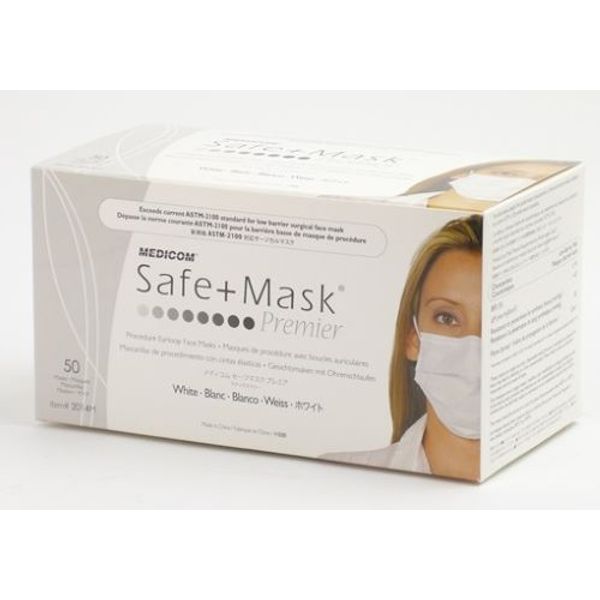 Medicom Safe Mask Premier 50 pieces White Liquid Protection Surgical Mask (4897008632878)