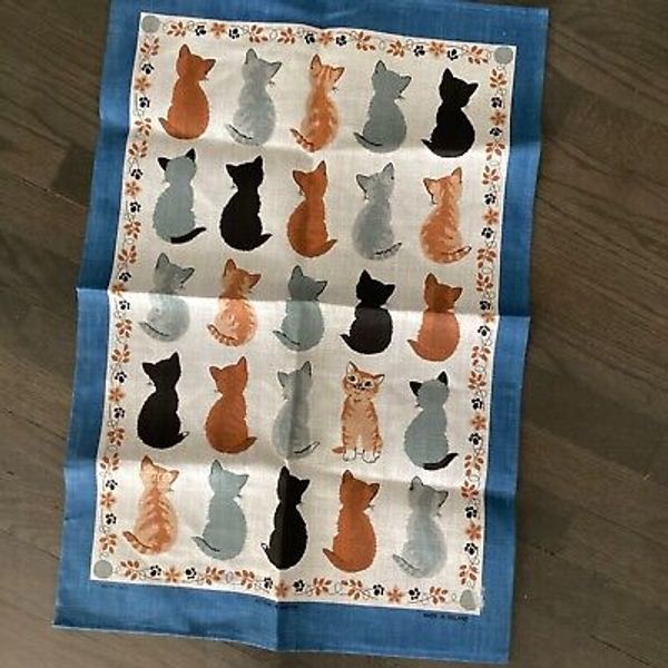 KITTENS IN WAITING Ulster Weavers Linen Tea Towels kitten pets NWOT