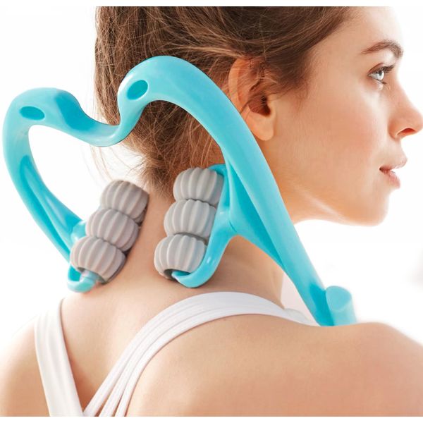 Neck Massager Roller,Handheld Massager with 6 Balls Massage Point, Neck Pain Relief Massager for Deep Tissue in Neck, Back, Shoulder, Waist, and Legs