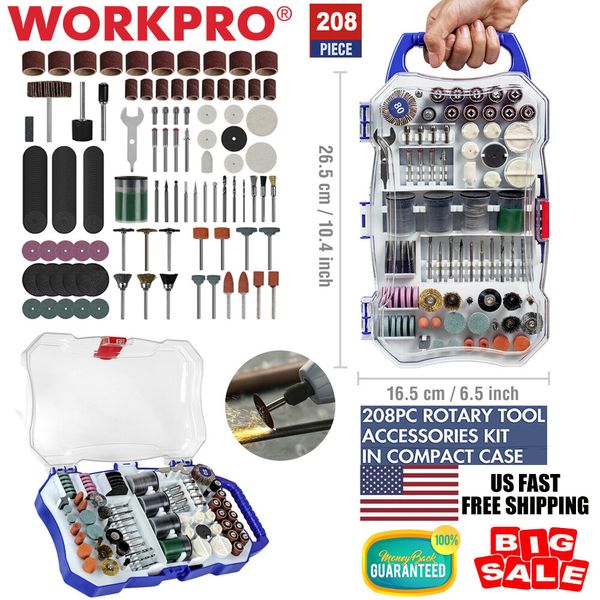 WORKPRO 208PC Rotary Tool Dremel Accessory Kit Grinding Sanding Polishing Set US