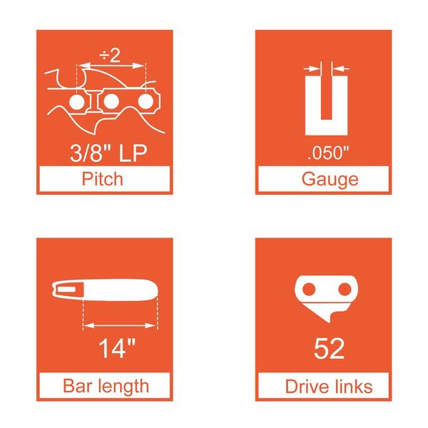 Hipa CS-310 14 Inch Chainsaw Chain For Echo CS-330T CS-300 CS-306 CS-3000 Worx WG305 3/8 LP .050" 52 Drive Links S52 AdvanceCut Chain 91VXL052G Craftsman Poulan Ryobi Homelite 14 Inch Chainsaw 3Pack