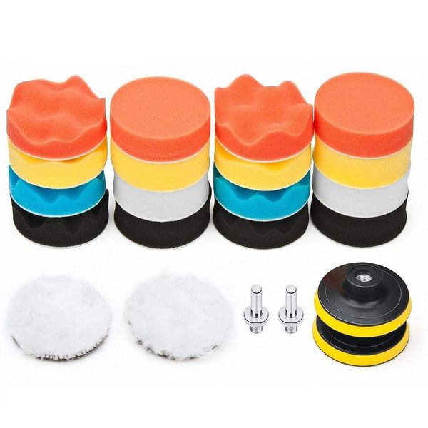 DollaTek 22pcs Drill Polishing Sponge Pad Kits,3 Inch Buffing Pads