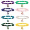 Hemasa Stone Beads Stretchbale with Heart Shape Pendent Bracelet Chalcedony 3