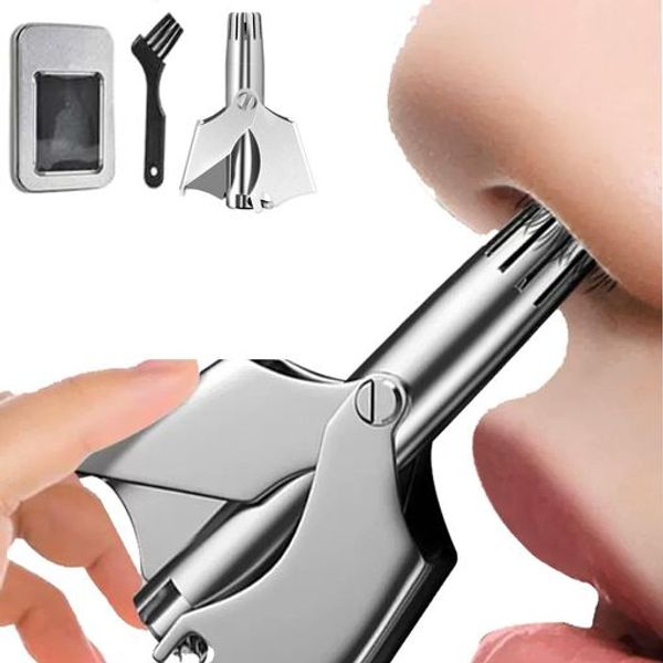 LEEBAA Nose Hair Trimmer, Manual, Etiquette Trimmer, Rotating, No Batteries Required, Does Not Damage Nostrils, Washable, Comes with Cleaning Brush and Storage Case