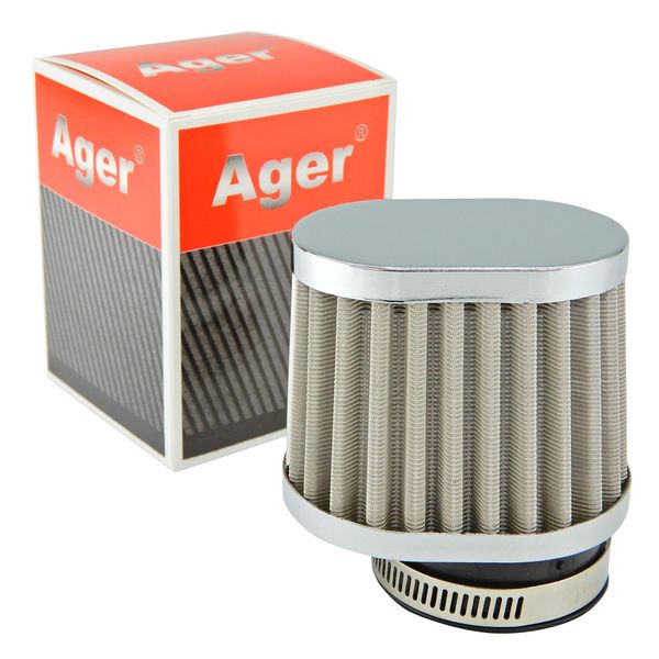 Ager 54mm Oval Power Filter, Stainless Steel, Silver