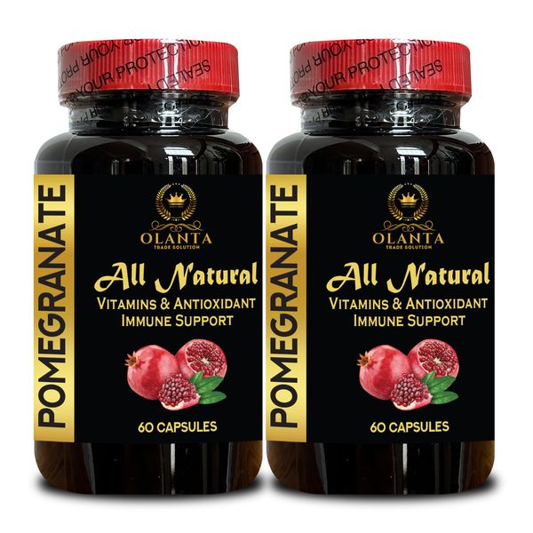 Pomegranate Fruit Capsules – 120 Count – Natural Vegan Support – Antioxidant 2B